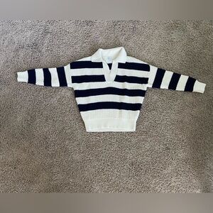 Madewell, navy and white polo sweater, size:s